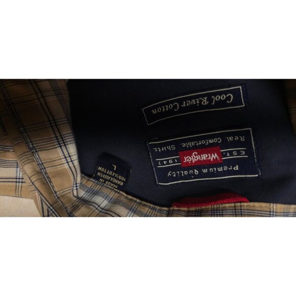 Wrangler Cool River Mens Large Tan Plaid  Short Sleeve Button Down Western Shirt - Picture 11 of 11